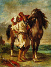 Eugène Delacroix-Arab Sadding his Horse ( 1855 )
