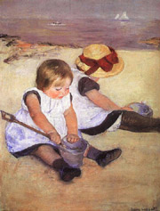 Mary Cassatt - Children Playing on the Beach ( 1884 )