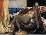 Femme caressant un perroquet - 1827
